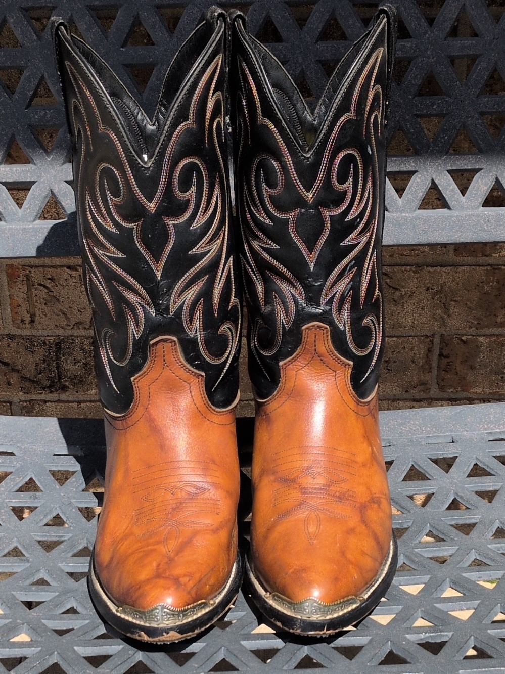 Laredo Two-Tone Western Boots in Black & Tan